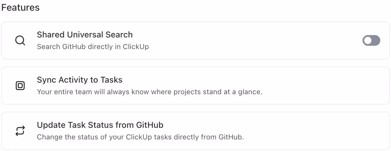ClickUp GitHub Integration Features